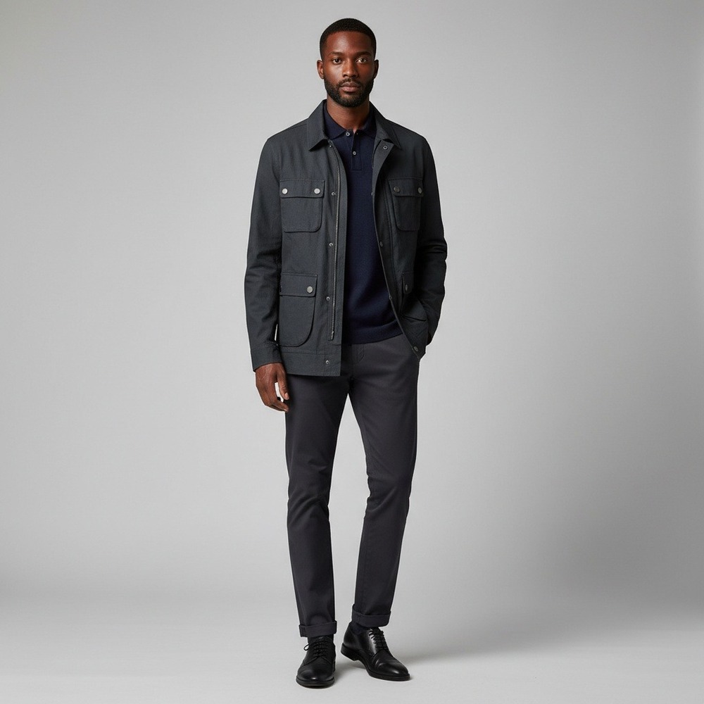 TOVAR Men's Blue Navy Utility Field Jacket Wool Cotton Blend Size Medium